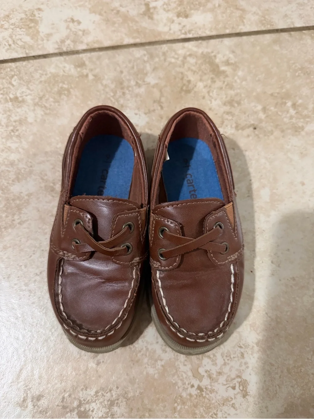 Carter's Brown Leather Moccasin Boat Shoes for Kids